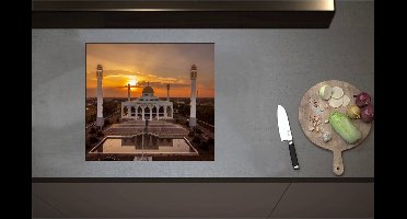 Inductieplaat Beschermer - Central Mosque of Songkhla Province in Thailand tijdens Zonsondergang - 57x52 cm - 2 mm Dik - Inductie Beschermer - Bescherming Inductiekookplaat - Kookplaat Beschermer van Zwart Vinyl