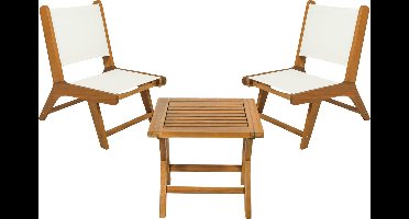 Niceey Luxe Tuinset - 3 Delig - Acacia Hout / Wit