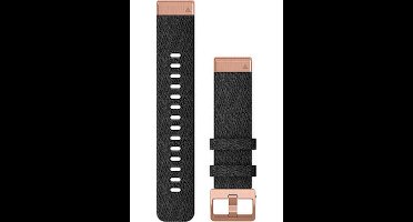 Garmin QuickFit Leren Horlogebandje - 20mm Polsbandje - Wearablebandje - Zwart Geschakeerd met Rose Gouden Gesp