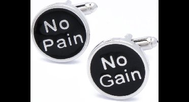 Manchetknopen - No Pain No Gain Zwart Rond