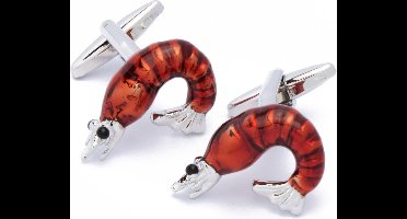 Manchetknopen - Garnaal Rood en Zilver