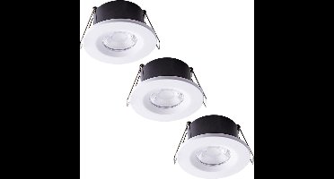 HOFTRONIC Venezia - Set van 3 LED inbouwspots Wit - IP65 waterdicht - Dimbaar - 6 Watt 600 lumen - Met lichtbron - 2700K Warm wit licht - Zaagmaat 65mm - inbouwdiepte 45mm - Geschikt voor badkamer, woonkamer, veranda en carport - 3 jaar garantie