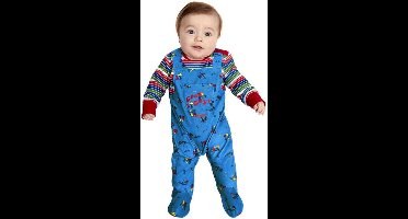 Smiffys - Chucky Baby Kinder Kostuum - 6-9 maanden - Blauw/Rood