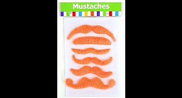 Plaksnorren oranje - 12x st - verkleed snorren - Koningsdag - EK/WK - nepsnorren - verkleed accessoires