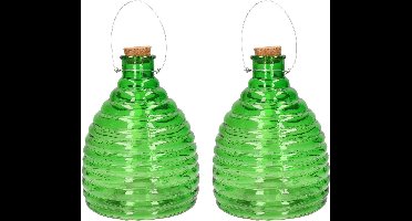 Svenska Living Wespenval - Set van 2x stuks - groen - 21 cm - glas - wespenvanger - wespenglas - Insectenvangers/insectenvallen - wespen pot