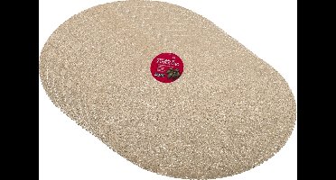 Gerimport Placemat - 8x stuks - goud - dia 40 cm - rond - kunststof - onderlegger - kerstdiner/diner placemats