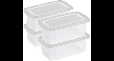 Sunware 4x stuks opslagbox kunststof 7 liter transparant 38 x 21 x 14 cm met afsluitbare deksel