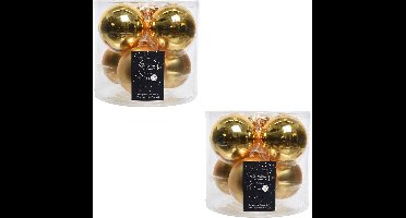 Decoris Kerstballen - 12x stuks - goud - D8 cm - glas - glans en mat - kerstversiering - Kerstboomversiering