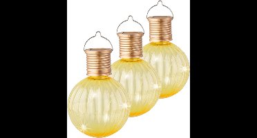 Lumineo Lampion solar verlichting - 6x - geel - 11 cm - LED