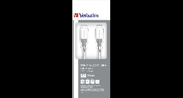Verbatim Roestvrij stalen sync- & oplaadkabel USB-C naar USB-C - USB 3.1 - 30 cm
