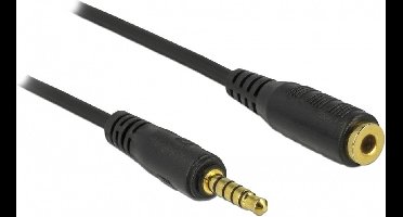 3,5mm Jack 5-polig stereo audio verlengkabel / zwart - 1 meter
