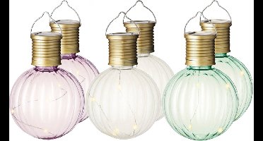 Lumineo - Solar Led buiten sfeer tuinlampjes set van 12x stuks in 3 kleuren 11 cm