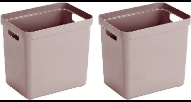 Sunware Opbergbox Sigma - 2x - kunststof - roze - 25 liter - Opbergbakken/opbergers - 35 x 25 x 36 cm