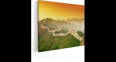 Artaza Canvas Schilderij Chinese Muur bij Zonsopgang - 100x80 - Groot - Foto Op Canvas - Canvas Print