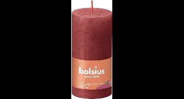 8 stuks Bolsius rood rustiek stompkaarsen 100/50 (30 uur) Eco Shine Delicate Red