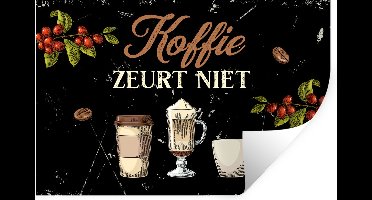 Muurstickers - Sticker Folie - Koffie - Koffiemok - Zwart - 30x20 cm - Plakfolie - Muurstickers Kinderkamer - Zelfklevend Behang - Cadeau voor vrouw - Cadeau voor man - Zelfklevend behangpapier - Stickerfolie