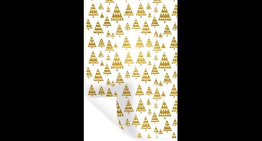 Muurstickers - Sticker Folie - Kerstmis - Goud - Kerstbomen - Patronen - 20x30 cm - Plakfolie - Muurstickers Kinderkamer - Zelfklevend Behang - Zelfklevend behangpapier - Stickerfolie