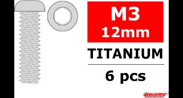Team Corally - Titanium schroeven M3 x 12mm - Laagbolkop binnenzeskant - 6 st