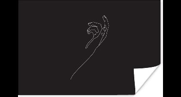 Poster Zwart - Wit - Hand - Line art - 30x20 cm
