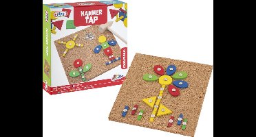 Grafix Hamertje Tik | 74-delig | Werkplaat van kurk | Houten Hamer | 32 figuurtjes | ruim voldoende spijkertjes