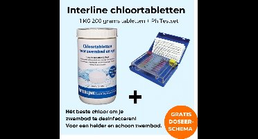 Interline Chloortabletten 200 gram 1 kg - Inclusief pH & chloor Testset - Chloortabletten voor zwembad en jacuzzi - Chloor 200 gram - Inclusief gratis doseerschema