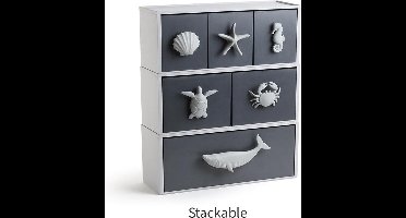 Qualy - Ladekast 3 Rack (6 Lades) “OCEAN DRAWER CABINET” W137 x L325 x H380 mm
