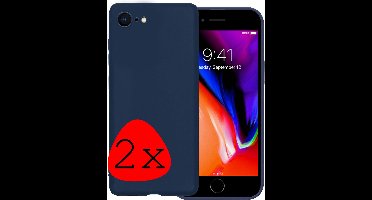 Hoesje - 2 Stuks - Geschikt voor Apple iPhone SE (2020) - Sterk & Shockproof - Case Siliconen - Back Cover - Telefoon Hoes - Donkerblauw