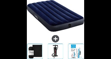 Intex Luchtbed - 1-Persoons - 99 x 191 x 25 cm - Blauw - Inclusief Hoeslaken - Pomp en Reparatieset