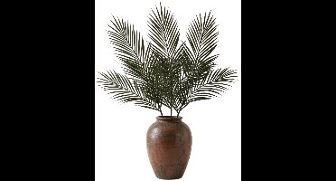 Mica Decorations Kunstblad - 3x - groene Areca/goudpalm - kunsttak - kunstplant 95 cm