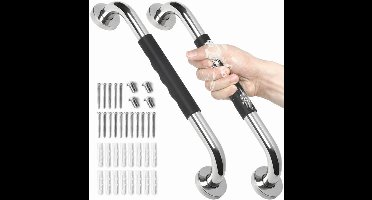 2 Stuks Veiligheidsgreep Badkamer - 40 cm Wandbeugel RVS - Antislip Siliconen Handgreep - Douchebeugel voor Ouderen, Gehandicapten & Zwangere Vrouwen - RVS Handgreep Toilet & Douche - Inclusief Bevestigingsmateriaal