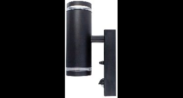Integral buiten wandlamp zwart met sensor IP54 Up&Down voor 2x GU10 LED lamp (niet inbegrepen) Buitenlamp | 2x GU10 | Max 2x 5W exclusief