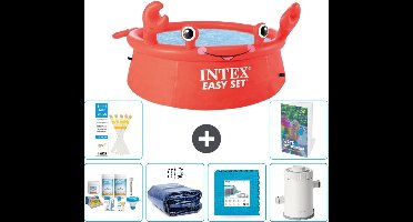 Intex Rond Opblaasbaar Easy Set Zwembad - 183 x 51 cm - Rood - Krab - Inclusief Onderhoudspakket - Solarzeil - Vloertegels - Zwembadfilterpomp - 7-delig