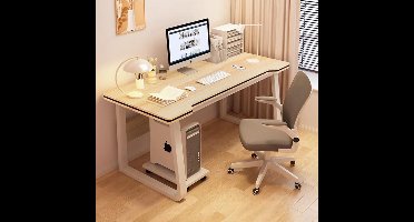 Gaming Bureau - PC Tafel Studenten - Thuiswerken Gamen - Versterkt Dubbele Bar Frame - 80x50cm - Natuurlijk Lichtbruin