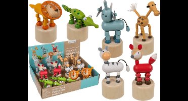 Out of the Blue houten dieren drukfiguren speelgoed display 12 stuks.