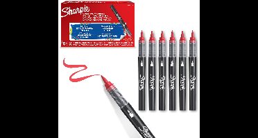 Sharpie Creative Marker Acrylverfmarkers | Brushtip | Verfmarkers op waterbasis | Inkt loopt niet door en geschikt voor de meeste oppervlakken | Rood | 6 stuks