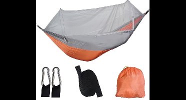 Kampeerhangmat Voor Buiten - Met Klamboe - Lichtgewicht - Hangende Hangmatten - Zeer Sterk Parachutestof - Hangend Bednet 250x120cm - Oranje