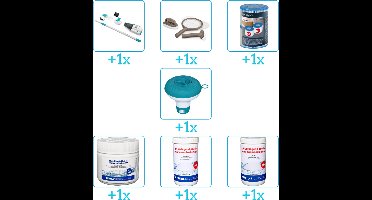 Zwembad Onderhoudspakket - Onderhoud Zwembad - bevat Stofzuiger - Scrubpad - Schepnet - Borstel - Filters - Chloordrijver - Chloor - PH-min en PH-plus (7-delig)