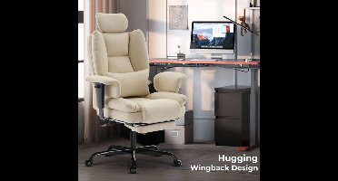 Bureaustoel – Ergonomische Stoel – Kantoorstoel – Draaistoel – Werkstoel – Memory Foam Zitting – Verstelbare Hoogte – Zware Draagcapaciteit – Beige