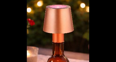 RGB LED tafellamp oplaadbare fles lamp top flessenhals decoratieve lamp touch, USB, goudkleurig, 1W koel wit, DxH 10,5x14 cm
