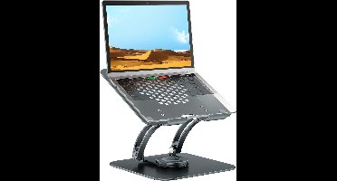 Verstelbare laptopstandaard met draaifunctie - Ergonomische bureauhouder voor laptops tot 16 inch - Grijs