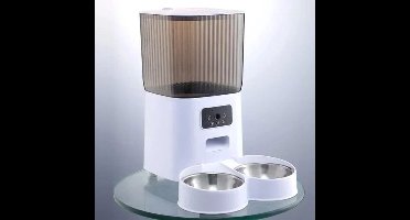 Automatische Voerautomaat - Automatische Voerbak - Slimme - Droogvoer Dispenser - met APP - 5L - LCD-scherm - voor Katten en Honden - Dubbele Kom