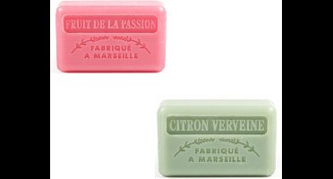 Soap bar set - zeep savon de marseille Fruit de la passion + Citroen verveine 2x125 gr.