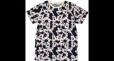 Disney Mickey Mouse Heren Tshirt -S- All Over Print Heads Zwart/Wit