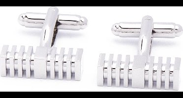 Manchetknopen - Design Balk Blok Groeven Zilver