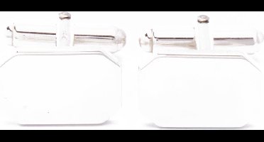 Manchetknopen - Echt Zilver 925 Rechthoek Achthoekig Effen Glad