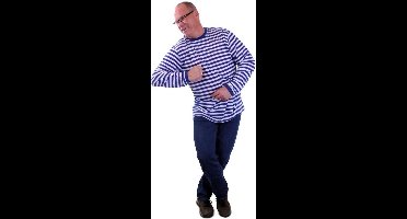 Dorus trui blauw/wit luxe lange mouw - Maat L