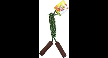 Springtouw zwart/groen 390 cm met foam handvatten - Buitenspeelgoed - Sportief speelgoed voor kinderen en volwassenen