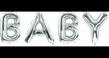 Partydeco - Folie Letters BABY Zilver (LARGE)