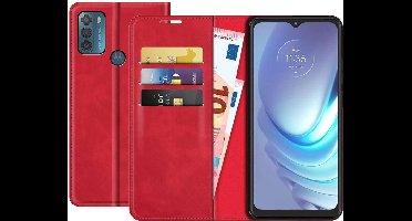 Just in Case hoesje geschikt voor Motorola Moto G50 - Hoesje met Pasjeshouder - Luxe Book Case - Rood