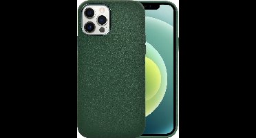 Hoesje geschikt voor iPhone 12 Pro Max - Schokbestendige Back Cover - Leren Back Cover - Groen